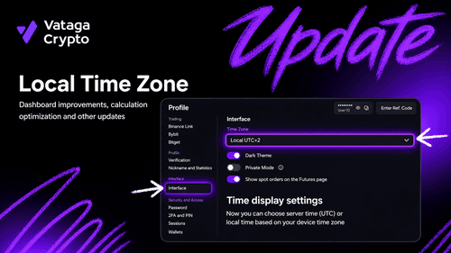Vataga Crypto update — local time zone and dashboard improvements
